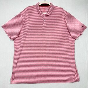 Nike Tiger Woods Polo Shirt Mens 2XL XXL Vapor Dri FIT Golf‎ Stripe TW Logo Red